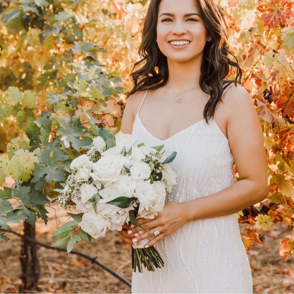 Adrianna Papell Ivory Long Beaded Gown